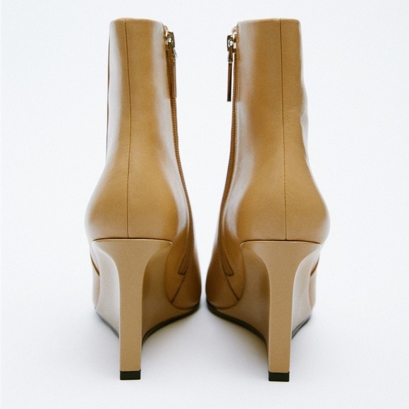 Zara Camel Wedge Heeled Boots - Picture 3 of 7